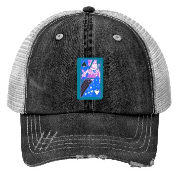 Discover Teal Queen Of Spades Modern Art Playing Card Trucker Hats