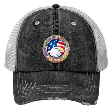 Discover Hanes Youth Trucker Hats USA Eagle