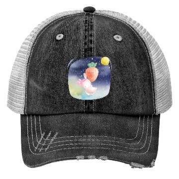 Discover Funny Happy Rabbit Flying to Sky Using Balloon Trucker Hats