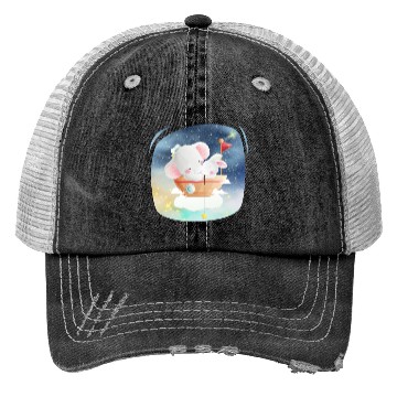 Discover Sailing Elephant and Rabbit Using Boat Fishing Trucker Hats