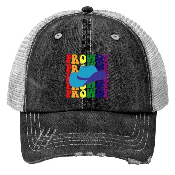 Discover Prowdy Gay Lesbian Howdy Cowboy LGBTQ Pride Groovy Trucker Hats