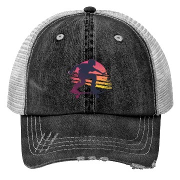 Discover Sunset Skateboarder Urban Vibes Trucker Hats