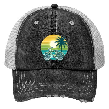 Discover Retro Bike and Palm Tree Trucker Hats