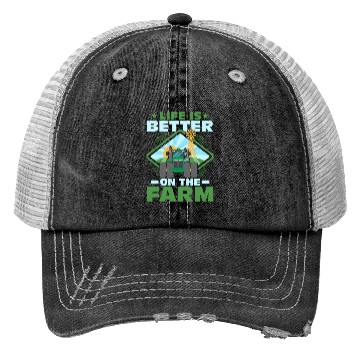Discover Life Is Better On The Farm Animal Farmer Farming Trucker Hats