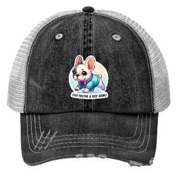 Discover Stay Positive French Bulldog Motivational Words Trucker Hats