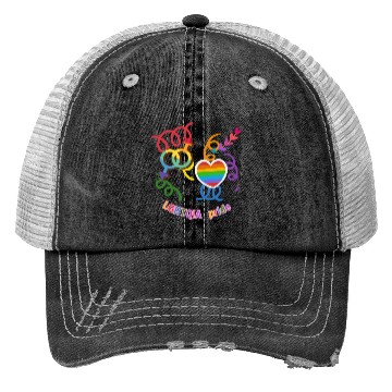 Discover LGBTQIA+ Pride Rainbow Heart Trucker Hats