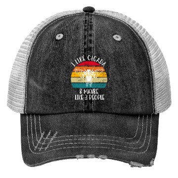 Discover I Like Cicada & Maybe Like 3 People, Retro Sunset Trucker Hats