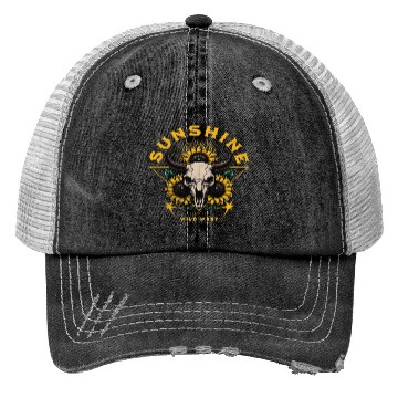 Discover Skull Bull Sunflower Trucker Hats