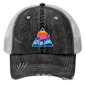Discover Retro dinosaurs in the 80s triangle Trucker Hats