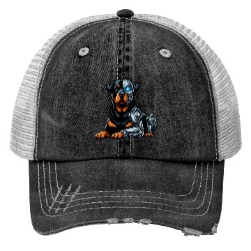 Discover Rottweiler cyborg robot space Trucker Hats