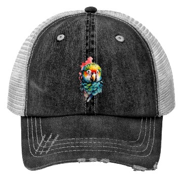 Discover Macaw, Budgie Cockatoo, Parrot Flock Trucker Hats