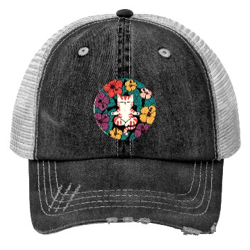 Discover Zen Hibiscus Cat Trucker Hats