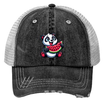 Discover Panda with Watermelon Fruity Funny Trucker Hats