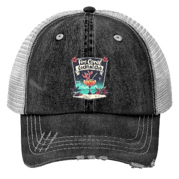 Discover Fire Coral Cocktail Club Trucker Hats