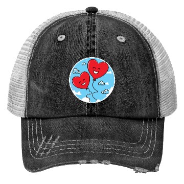 Discover Smiling red heart balloons Trucker Hats