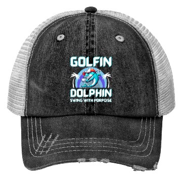 Discover Dolphin playing golf Trucker Hats | Gift for dad | Gift