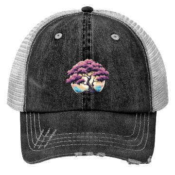 Discover Zen nature purple tree Trucker Hats
