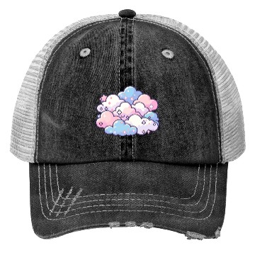 Discover Sweet Dreams: Pastel Cloudscape Trucker Hats