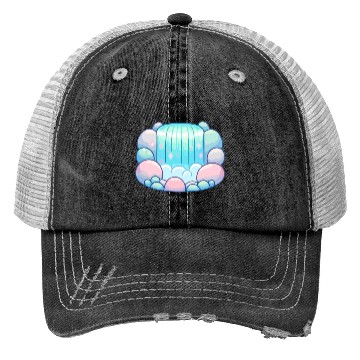 Discover Serene Cascade: Pastel Waterfall Bliss Trucker Hats