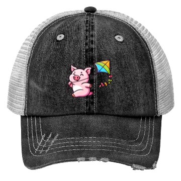 Discover Playful Piglet: Kite-Flying Joy Trucker Hats