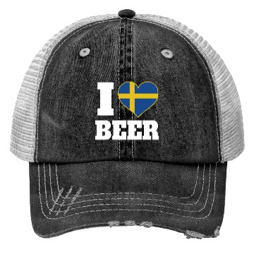 Discover I Love Beer And Sweden Patriotic Expression Trucker Hats