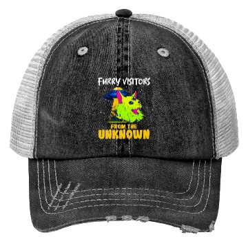 Discover Cat Alien, Aliens, UFO, UAP, Space Unknown Flight Trucker Hats