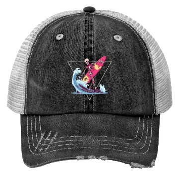 Discover Surfer Skeleton Beach Summer Vibes Trucker Hats