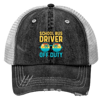Discover School Bus Driver Off Duty | Vacation Relaxation Trucker Hats