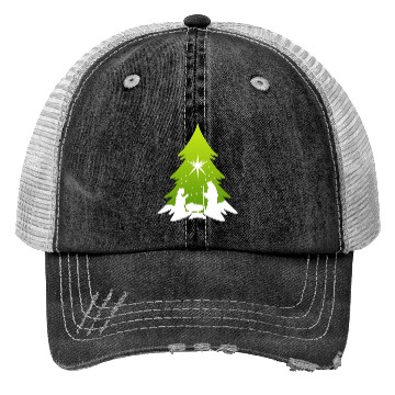 Discover Christmas Tree Nativity Scene Artist Trucker Hats