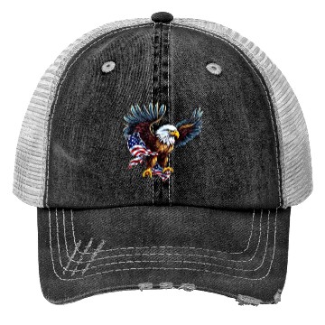 Discover 4th Of July US flag with eagle Trucker Hats