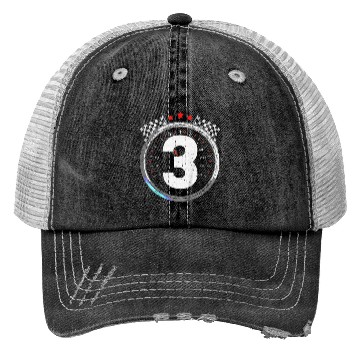 Discover Kids 3rd Birthday Boy 3 Third Race Car Birthday Trucker Hats