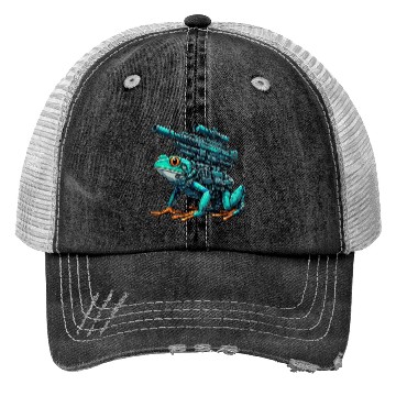 Discover Frog Robot Mech Cyborg Future Trucker Hats