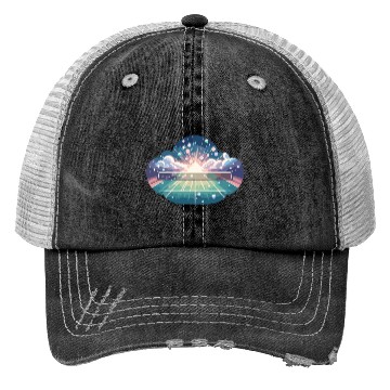 Discover Tennis Court Sunrise Trucker Hats