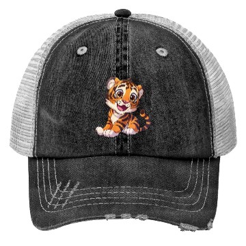 Discover Adorable Tiger Cub With A Charming Smile Trucker Hats