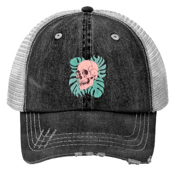 Discover Pink Tropical Skull Trucker Hats