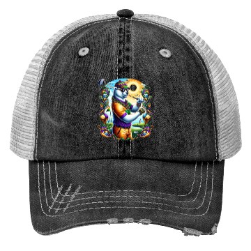 Discover Bear Golfer in Vibrant Mardi Gras Style Trucker Hats