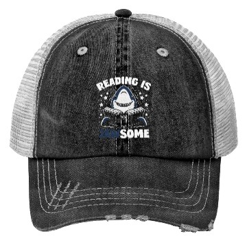Discover Reading Is Jawsome Shark Reader Book Lover Trucker Hats