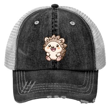 Discover Adorable Smiling Hedgehog Cartoon Trucker Hats