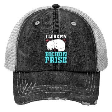 Discover Dog Owner Pet Lover I Love My Bichon Frise Trucker Hats
