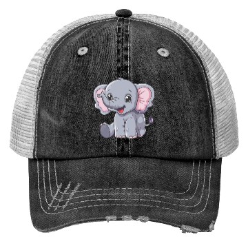 Discover Adorable Baby Elephant Joyful Smile Trucker Hats