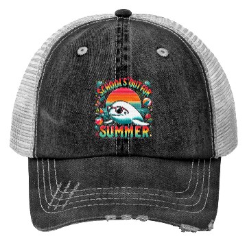 Discover Schools Out For Summer Teacher Beluga Whale Trucker Hats
