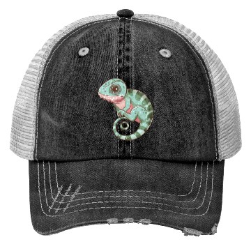 Discover Charming Chameleon Curled Tail Imagery Trucker Hats