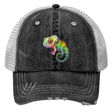 Discover Colorful Chameleon Fantasy Creature Trucker Hats