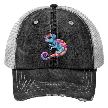 Discover Colorful Chameleon Fantasy Creature Trucker Hats