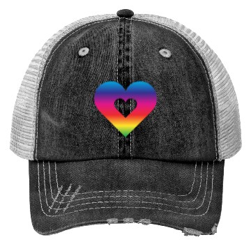 Discover Rainbow Heart Homosexuality LGBT Love Trucker Hats