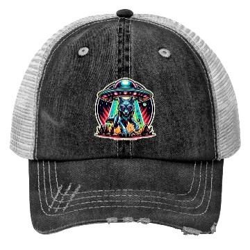 Discover Alien wolf landing Trucker Hats