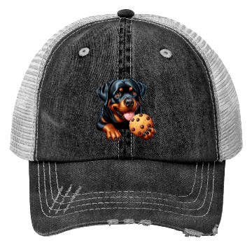 Discover Rottweiler dog T-Rex cookie treat sweet Trucker Hats