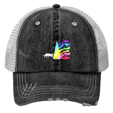 Discover Funny Science Nerd, Geek Cat Physics Rainbow Trucker Hats