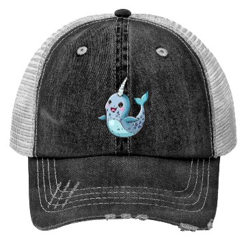 Discover Adorable Narwhal Cartoon Enchantment Trucker Hats