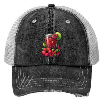 Discover Red Flower Hibiscus Tea Trucker Hats